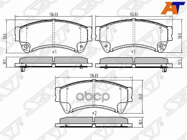 Колодки тормозные (Спереди) Ford Fusion 02-12 / Mazda 6 07-12 Sat арт. ST-GSYD-33-28ZA