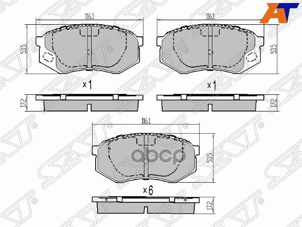 Колодки тормозные (Спереди) Mazda 929 87-92 / Mitsubishi Fuso Canter FE3 84-93 Sat арт. ST-MC886334