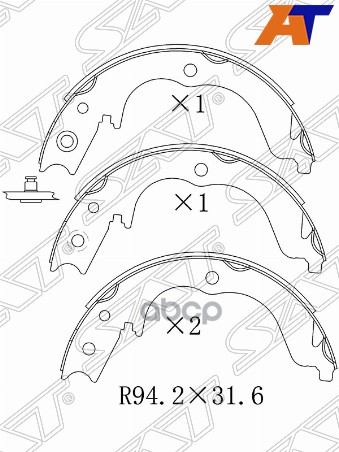 Колодки тормозные барабанные (Сзади/ Стояночный тормоз) Mitsubishi Lancer 07-17 / Outlander 05-12 Sat арт. ST-MN161157