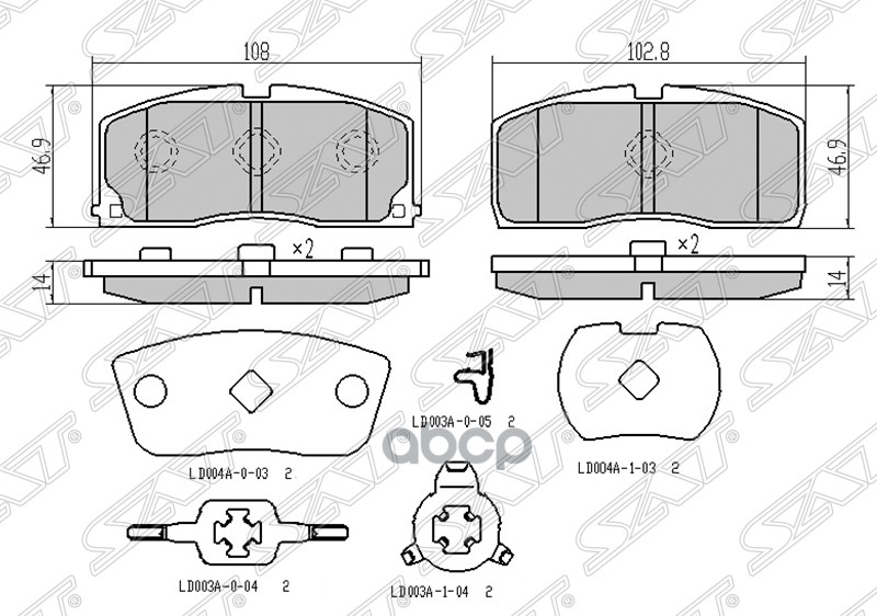 Колодки тормозные (Спереди) Daihatsu Charade 83-95 / Lifan Smily 10-17 Sat арт. ST-SF35001
