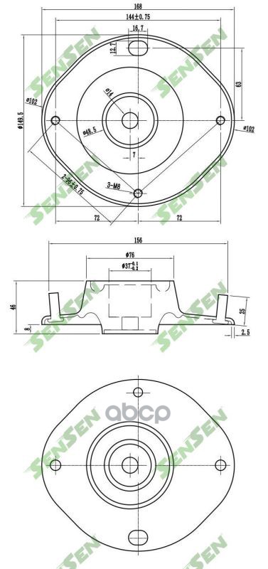 Опора переднего амортизатора L LANOS (T100) 1997 - 2002 SENSEN M61060 Sensen арт. M61060