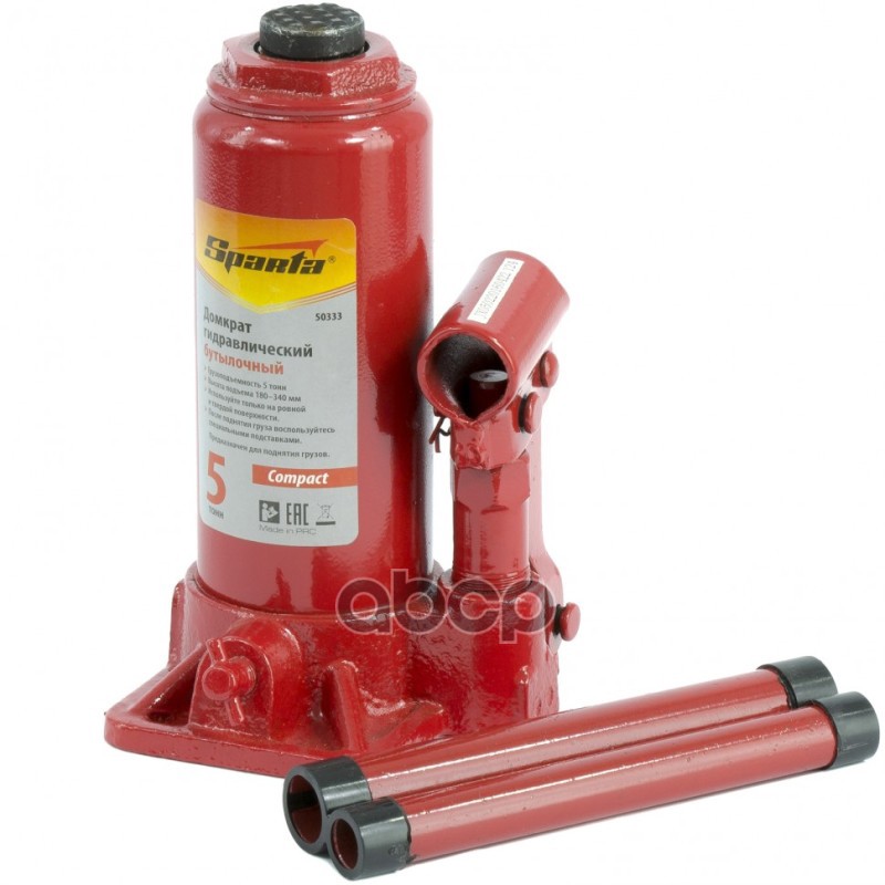 Домкрат Бутылочный 5 Т, Высота Подхвата 180 Мм, Высота Подъма 340 Мм, Compact Sparta арт. 50333