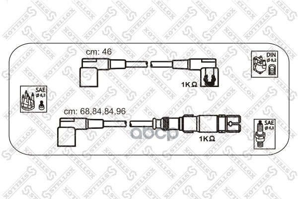 К-кт проводов MB W201 1.8-2.3 82-92/W124 2.0/2.3 M102 85-92 Stellox арт. 1038248SX