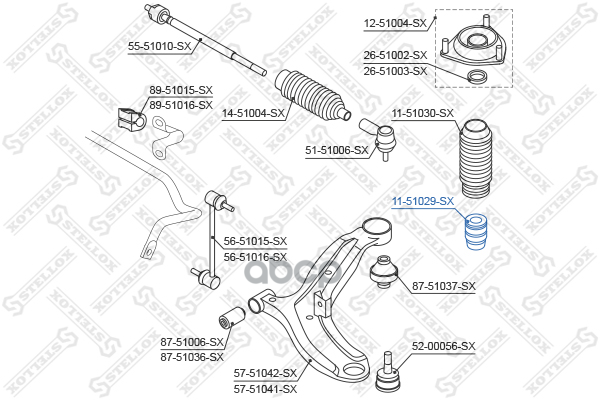 Отбойник амортизатора переднего Hyundai Getz 02> Stellox арт. 1151029SX