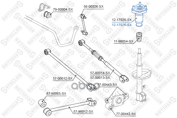 Опора амортизатора заднего правого Toyota Camry 2.4 16V/3.5 24 06> Stellox арт. 1217026SX