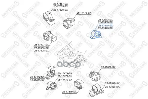Подушка двигателя задняя Mitsubishi Carisma DA 1995-2003 Stellox арт. 2517470SX