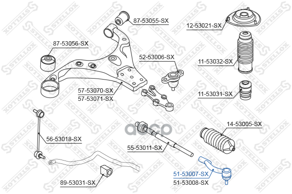 Наконечник рулевой левый KIA Sportage, Hyundai Tucson 04> Stellox арт. 5153007SX
