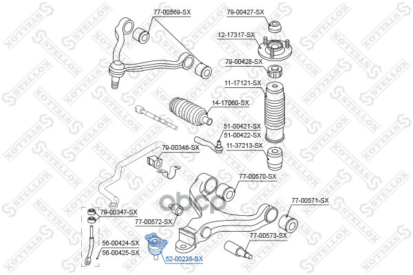 Опора шаровая SsangYong Kyron D20/D27/E23 07> Stellox арт. 5200238SX