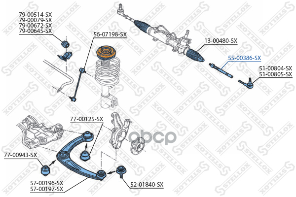 Тяга рулевая Peugeot 308 all 07> Stellox арт. 5500386SX