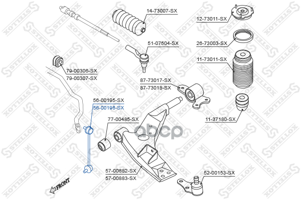 тяга стабилизатора переднего правая  5600196SX Stellox арт. 5600196SX