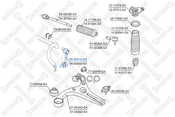 Тяга стабилизатора переднего левая Hyundai Accent/Verna all 03> Stellox арт. 5600419SX
