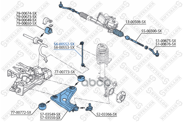 Тяга стабилизатора переднего левая Peugeot 207 all 06> Stellox арт. 5600552SX