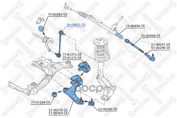 Тяга стабилизатора переднего Ford Galaxy/Mondeo/S-Max all 06> Stellox арт. 5600631SX