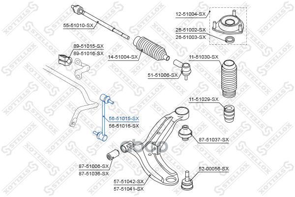Тяга стабилизатора переднего левая Hyundai Getz 02> Stellox арт. 5651015SX