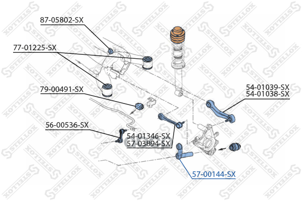 Рычаг задней подвески нижний BMW E39/E60/E61 95>/E38/E65/E66 94> Stellox арт. 5700144SX