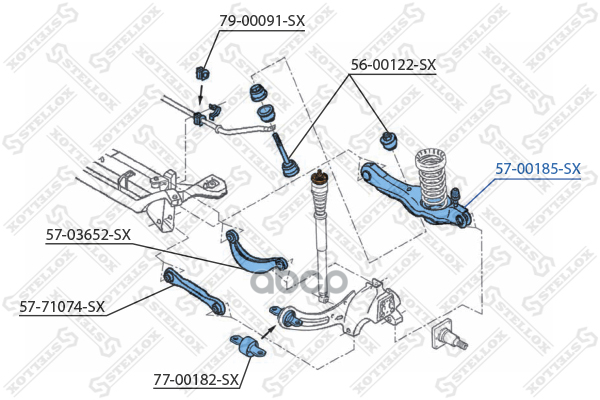 Рычаг задний нижний Ford Focus 98-04 Stellox арт. 5700185SX