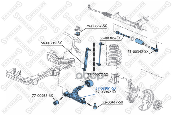 Рычаг левый Opel Astra J 1.4-1.6/1.4-1.6Turbo/1.3-2.0CDTi 09> Stellox арт. 5703961SX