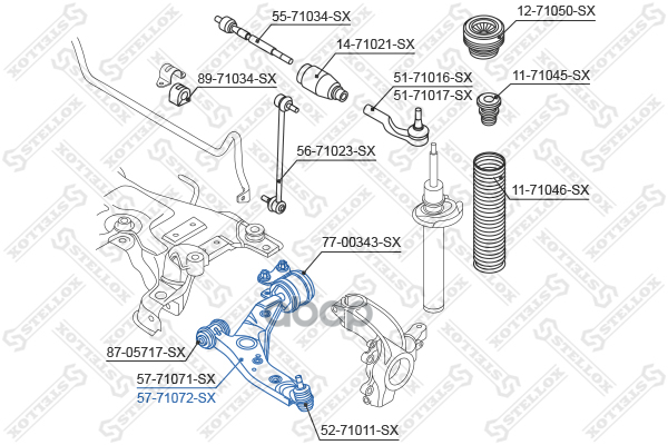 Рычаг правый Mazda 3 BK all 03> Stellox арт. 5771072SX