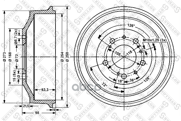 Барабан тормозной Citroen C25/Jumper, Fiat Ducato 10-14 81> Stellox арт. 60269906SX