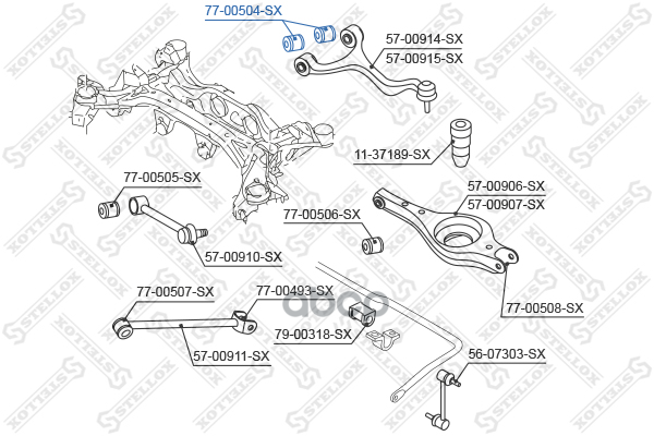 Сайлентблок рычага заднего верхнего Hyundai Santa Fe/Sonata NF 05> Stellox арт. 7700504SX