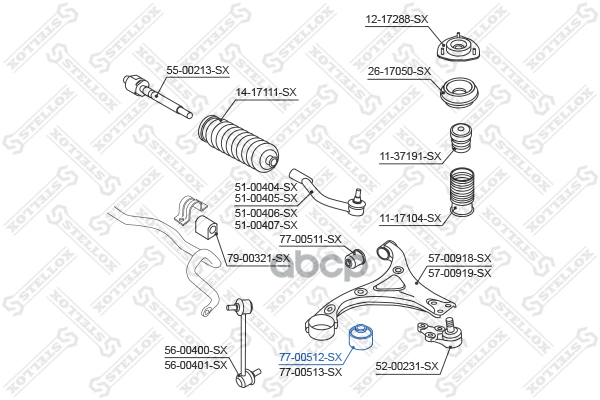 Сайлентблок рычага задн. Hyundai iX35 2WD 10> Stellox арт. 7700512SX