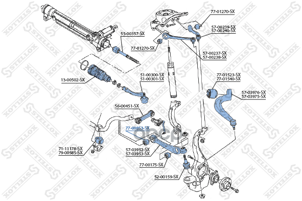 Сайлентблок рычага ниж. перед. внутр. Audi A4/A5 all 07> Stellox арт. 7700853SX