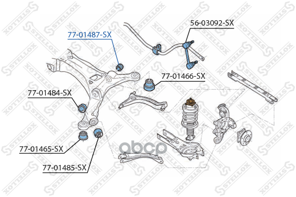 Сайлентблок зад. рычага Volvo S60/S80/V70/XC70 98> Stellox арт. 7701487SX