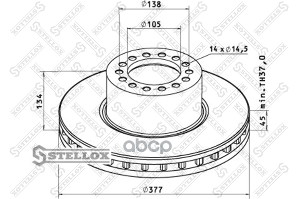 Диск Тормозной 377*45*134 Mb Atego/Лиаз Stellox арт. 8500727SX