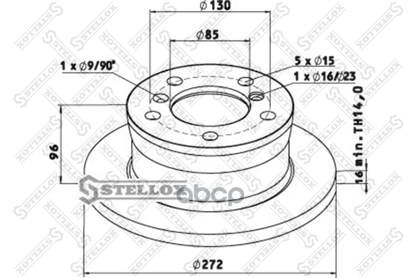 Диск тормозной 272x97x16x85 n5+n1d17 Omn MB Sprinter Stellox арт. 8500763SX