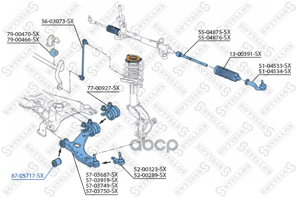 Сайлентблок пер. рычага Volvo S40/V50 all 04>, Ford Focus all 03> Stellox арт. 8705717SX