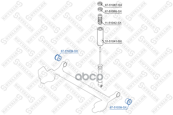Сайлентблок зад. балки Hyundai Getz 02> Stellox арт. 8751039SX