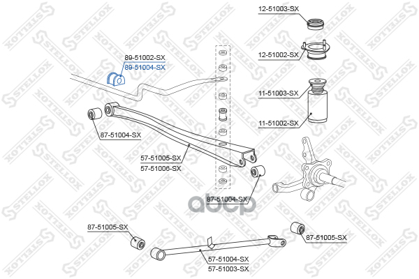 Втулка стабилизатора заднего Hyundai Accent 99> Stellox арт. 8951004SX