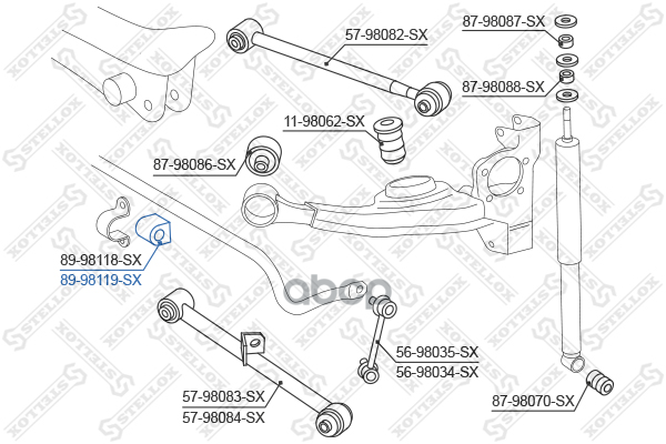 Втулка стабилизатора заднего центральная Toyota RAV 4 ACA21/ACA23 Stellox арт. 8998119SX