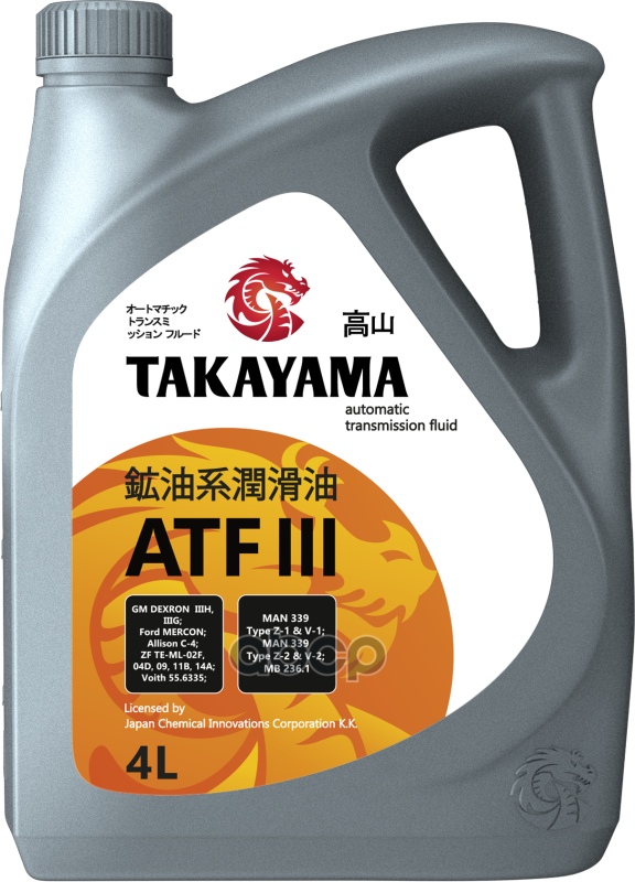Масло трансмиссионное Takayama ATF III пластик минеральное 4л 605519 TAKAYAMA арт. 605519