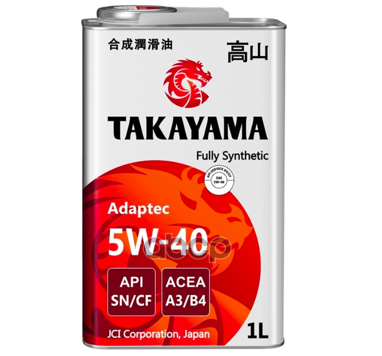 TAKAYAMA Масло моторное синтетическое Adaptec 5W40 SN/CF, A3/B4 1л