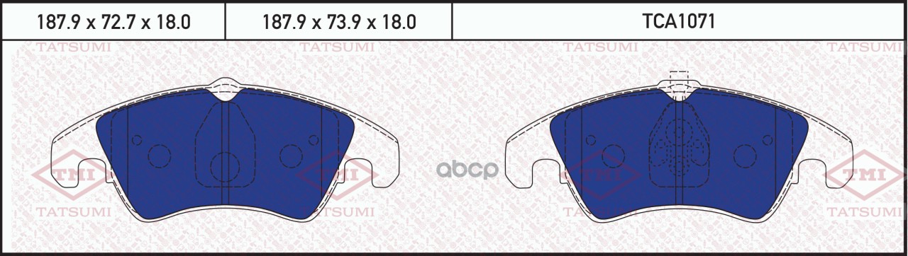 Колодки тормозные дисковые передние AUDI A4/A5 07- TCA1071 TATSUMI арт. TCA1071