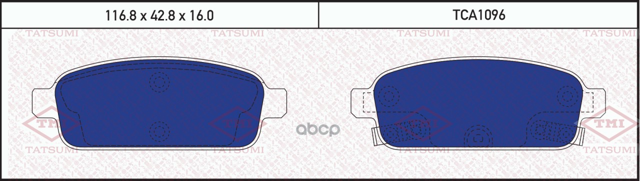 Колодки тормозные дисковые задние CHEVROLET Cruze 09-OPEL Astra J/Mokka/Zafira 12- TCA1096 TATSUMI арт. TCA1096