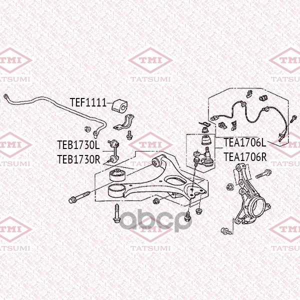 Тяга стабилизатора передняя R TATSUMI арт. TEB1730R
