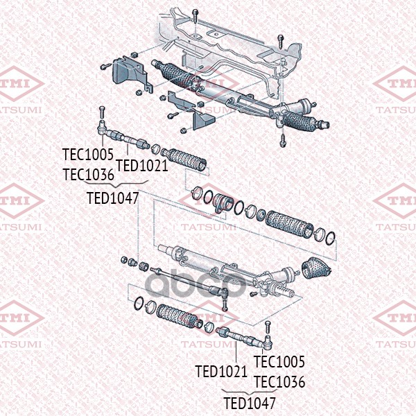 Тяга рулевая L/R AUDI A4/A6/A8/Allroad 95-SKODA Superb 01-VW Passat 96- TED1021 TATSUMI арт. TED1021