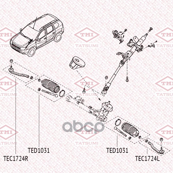 Тяга рулевая L/R RENAULT Duster 10- TED1031 TATSUMI арт. TED1031