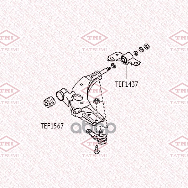 Сайлентблок переднего рычага задний без кронштейна TATSUMI арт. TEF1437