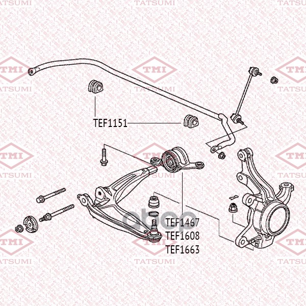 Сайлентблок Нижнего Рычага С Кронштейном | Перед Лев | TATSUMI арт. TEF1608
