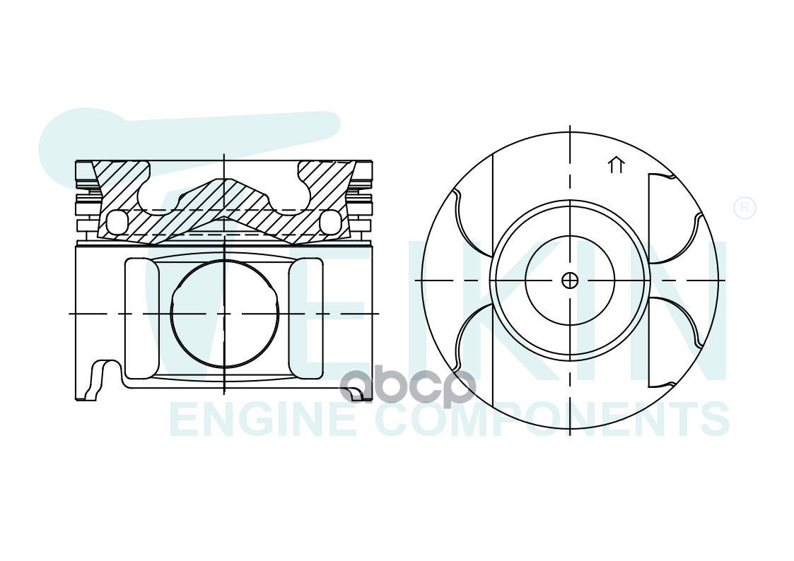 Поршень (STD/ к-т 4 шт с охлаждением) Toyota Hilux Pick Up 08-15 / Land Cruiser Prado 99-17 1KDFTV TEIKIN арт. 46675AG STD