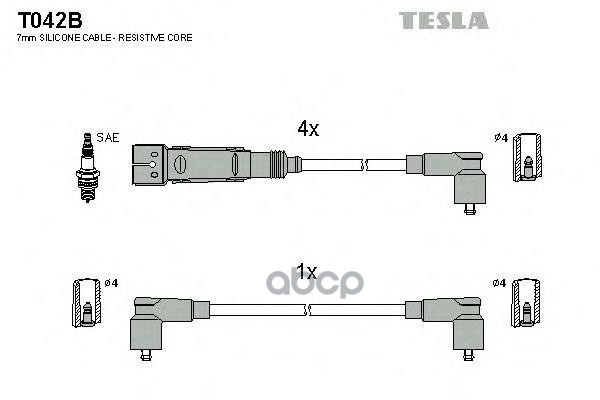 Комплект Проводов Зажигания T042b TESLA арт. T042B