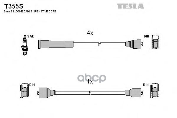 Провода в/в силик.100% ВАЗ 01-07 TESLA (T 355S) TESLA T355S TESLA арт. T355S