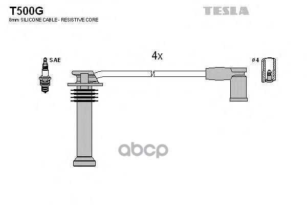 Провода высоковольтные FORD FIESTA/FOCUS 1/FUSION 00-> 1.3/1.4/1.6L TESLA T500G TESLA арт. T500G