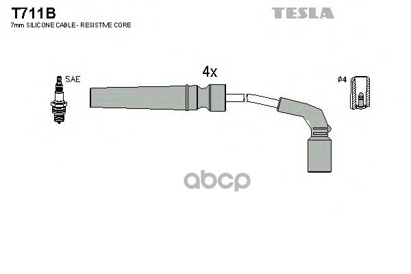 Провода высоковольтные DAEWOO NUBIRA/Lan/Kal (1.4-1.6) 97-> TESLA T711B TESLA арт. T711B