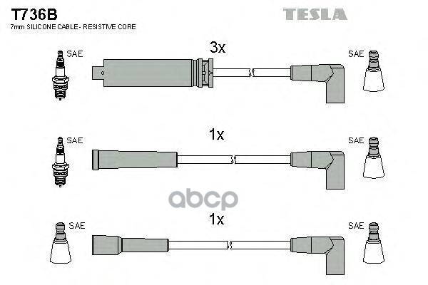 Провода высоковольтные DAEWOO NEXIA 1.5 ESPERO 1.8 2.0 TESLA T736B TESLA арт. T736B