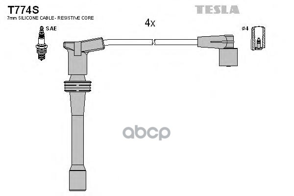 Провода в/в силик.100% ВАЗ 2110 (16кл) ТESLA (T 774S) TESLA T774S TESLA арт. T774S
