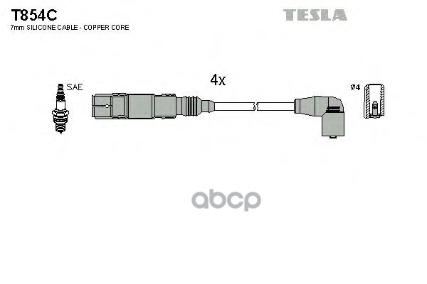 Провода высоковольтные AD VW AHL,ADP,AVU,AKL TESLA T854C TESLA арт. T854C